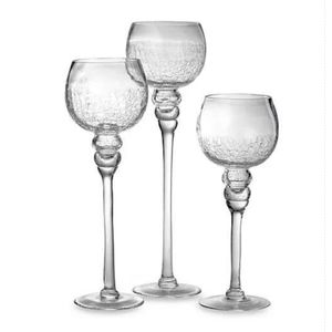 Charisma Set of 3 Crackle Glass Candle Hurricanes